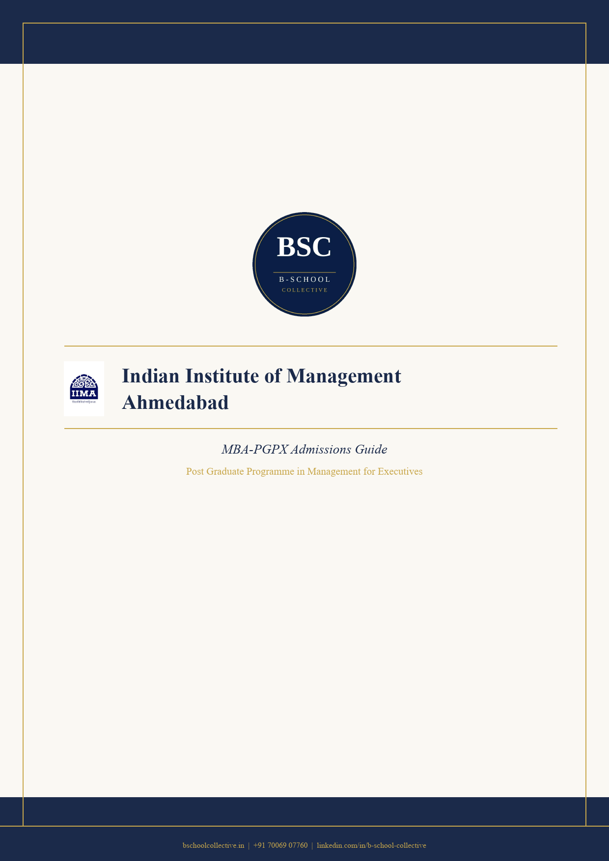 Preview of the IIMA PGPX admissions guide by B-School Collective