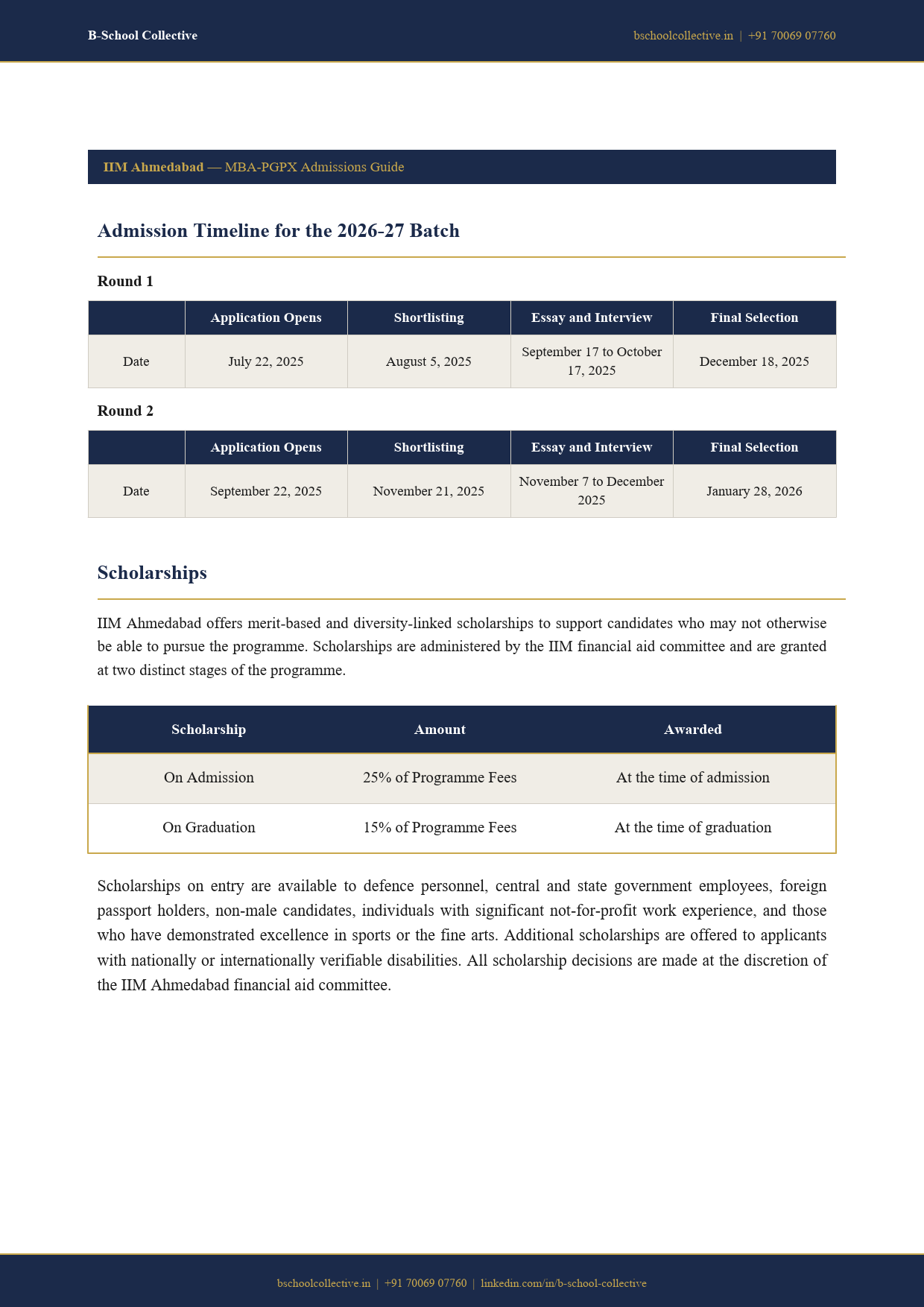 IIMA PGPX admissions guide page 4 preview