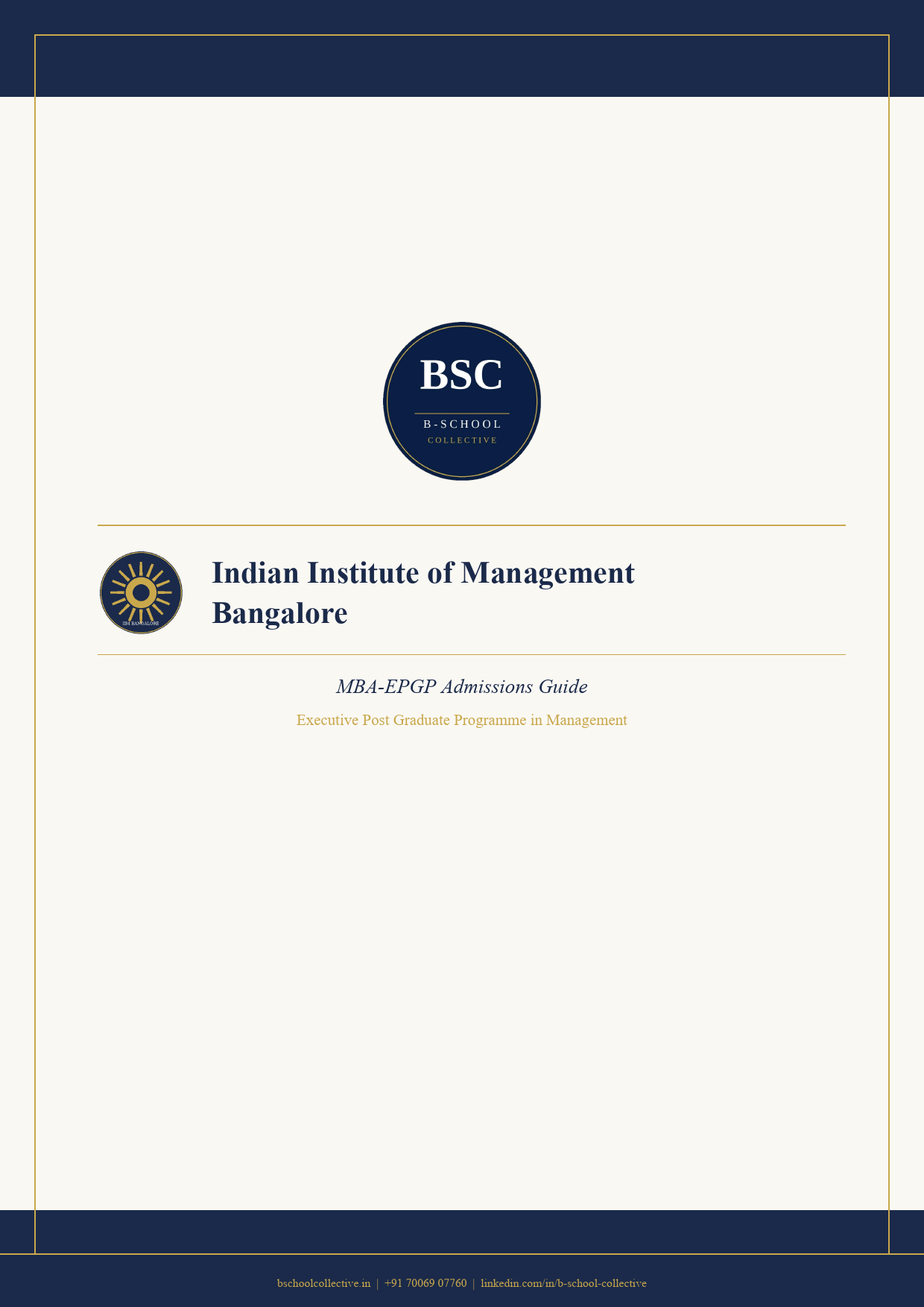 Preview of the IIMB EPGP admissions guide by B-School Collective