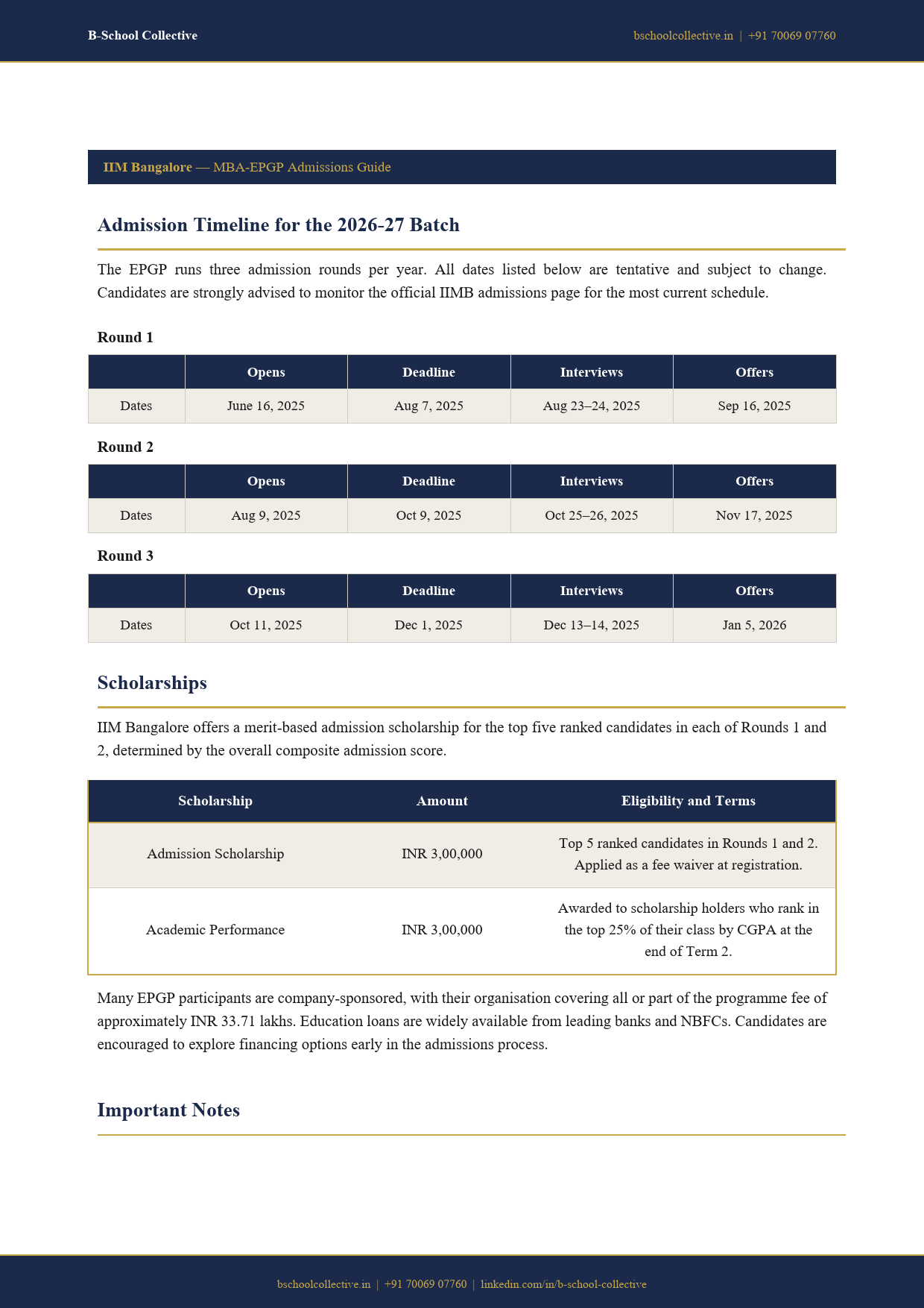 IIMB EPGP admissions guide page 4 preview